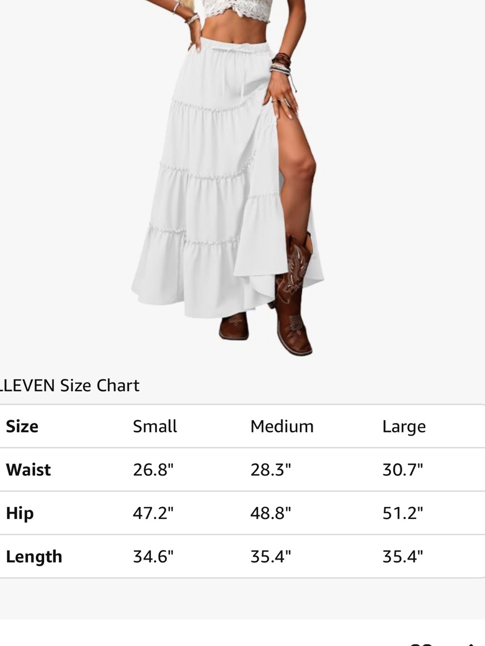 Women’s White Tiered Maxi Skirt with Side Slit - Picture 7 of 7